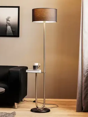 Stojací lampa Pongo s látkovým stínidlem a odkládací plochou Tovární Cena
