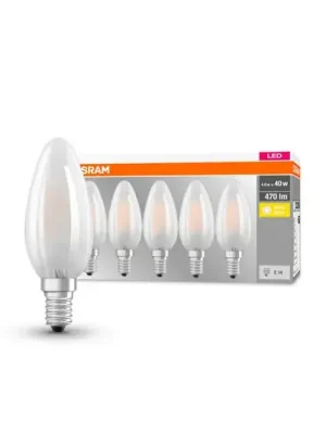 Aktuální OSRAM LED žárovka svíčka E14 4W 2 700K 470lm 5ks