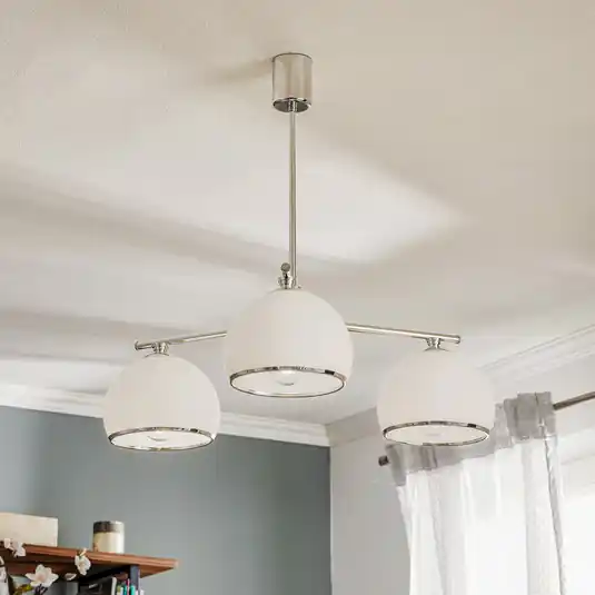 Závěsné světlo Mina, tříramenné, chromové, kov/sklo Sezónní Sleva
