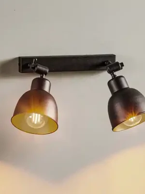 Nástěnné světlo Emoti, dvouramenné, černé Oblíbený