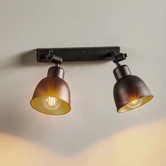 Nástěnné světlo Emoti, dvouramenné, černé Oblíbený