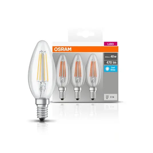 OSRAM LED svíčka E14 4W filament 4 000K 470lm 3ks Kup Teď