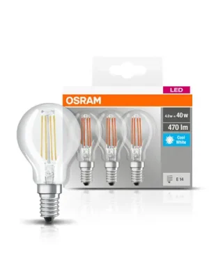 Akční Cena OSRAM LED žárovka E14P40 4W filament 840 470lm 3ks