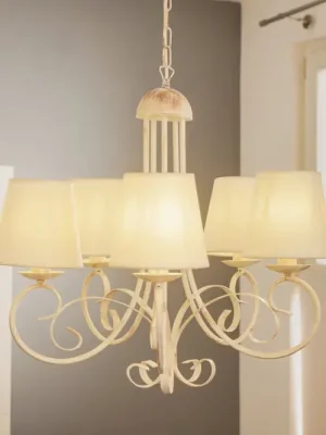 Oblíbený Lustr Pompei, se stínidly na lampu, bílá antik
