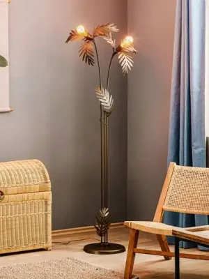 Výhodná Nabídka Stojací lampa Dubai v listovém designu, 2-ramenná, bronzová