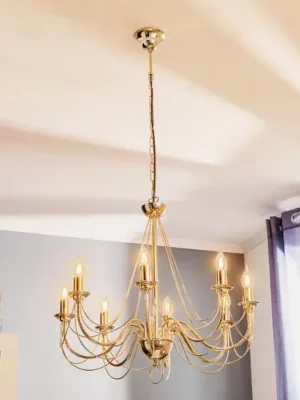 Lustr Retro, 8 zdrojů, zlatá, 120cm závěs Nová Kolekce