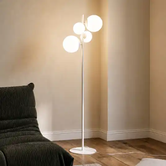 Stojací lampa Dione, čtyřramenná, bílá Novinka