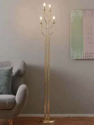 Ihned K Objednání Stojací lampa Retro, čtyři zdroje, zlatý povrch