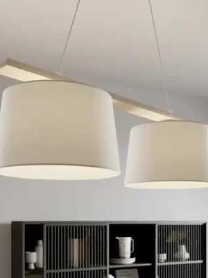 Nejprodávanější Závěsná lampa Švédsko, starožitná bílá/bílá, textil, dřevo, 2 světla