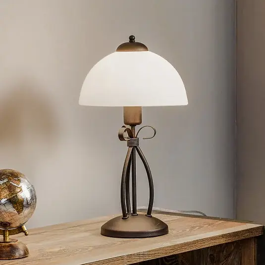 Aktuální Stolní lampa Adoro se skleněným stínidlem, hnědá