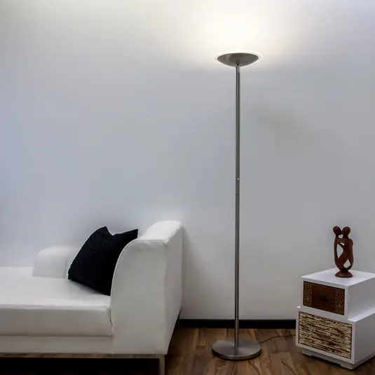 Akční Nabídka LED stojací lampa Lindby Malea, niklová, stmívatelná, 180 cm