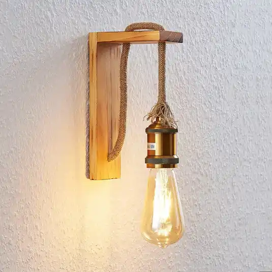 Nejlepší Volba Dřevěné nástěnné světlo Helou s viditelnou paticí