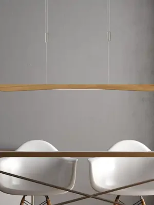 Expresní Doručení Závěsné svítidlo Quitani LED Hiba, přírodní dub, délka 118 cm