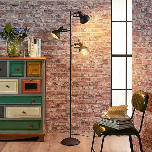 Stojací lampa Lindby Lilly, černá, kov, 170 cm, E14 Tovární Cena