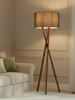 Pouze Dnes Stojací lampa Lucande Auriane, trojnožka, černá, látka, 160 cm