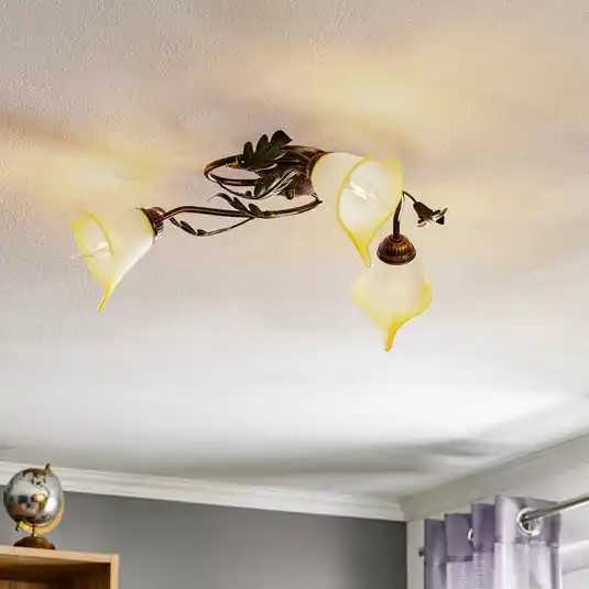 Stropní světlo Quercia 3-lampu krémová/bronzová/zelená Bezpečná Platba