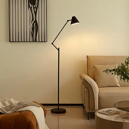 Stojací lampa Lucande Phina, černá/bílá, nastavitelná, E27 Nejprodávanější