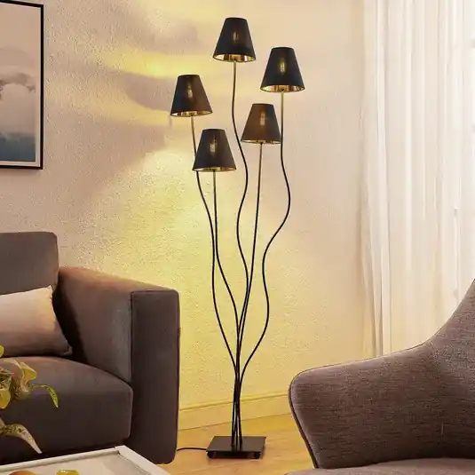 Dokud Zásoby Vydrží Lindby Komalie stojací lampa, pět zdrojů, černá