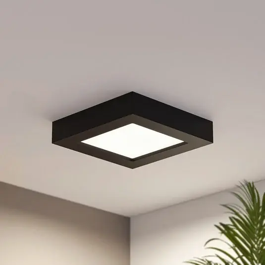 Stropní svítidlo Prios LED Alette, černé, 12 W, CCT, stmívatelné Omezená Nabídka