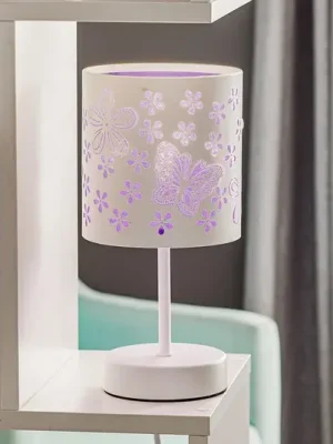 Stolní lampa Titilla v bílé barvě, stínidlo na lampu uvnitř fialové Výhodná Nabídka