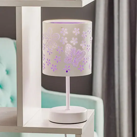 Stolní lampa Titilla v bílé barvě, stínidlo na lampu uvnitř fialové Výhodná Nabídka