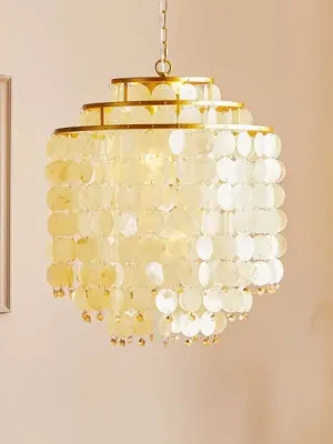 Závěsné světlo Ruben se stínidlem na lampu z perleťových disků Sleva