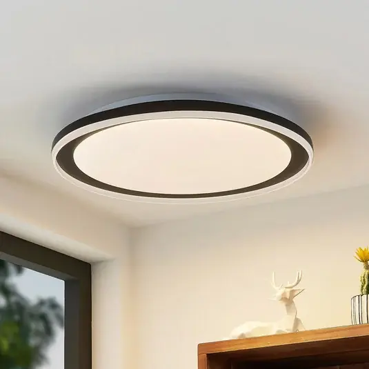 Lindby LED stropní svítidlo Verdan, černé, kovové, stmívatelné, CCT Časově Omezené