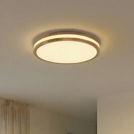 LED stropní svítidlo Lindby Emiva, 50 cm, světlé dřevo, CCT Finální Výprodej