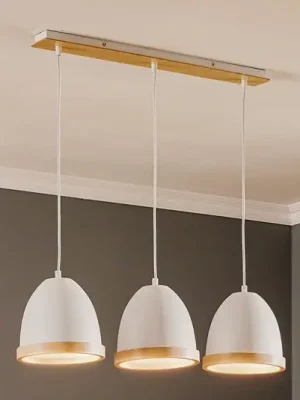 Nejlepší Cena Závěsné světlo Studio s dřevěným dekorem, 3 žárovky, bílé