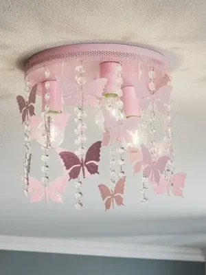 Finální Výprodej Stropní světlo Angelica v růžové barvě s motýly