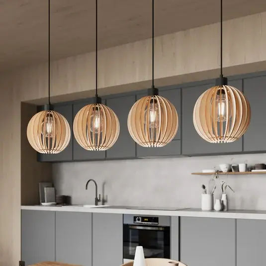 Must-Have Envostar Clay závěsné světlo, březová překližka, 4fl