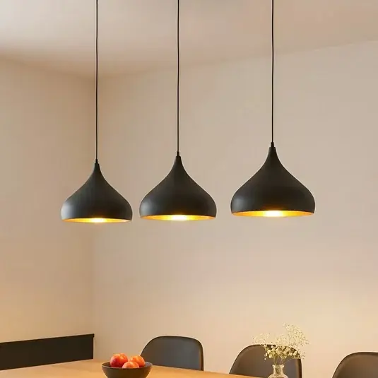 Závěsné svítidlo Lindby Elamira, černá barva, kov, 133 cm, 3 světla. Objednat Nyní