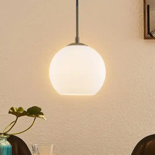 Poslední Šance Lindby Jurian závěsné svítidlo 1 světlo, nikl/opál