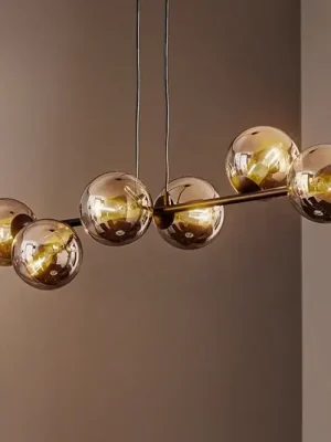 Autentický Závěsné světlo Glassy, 6 žárovek, černé, grafitové, sklo, 110 cm