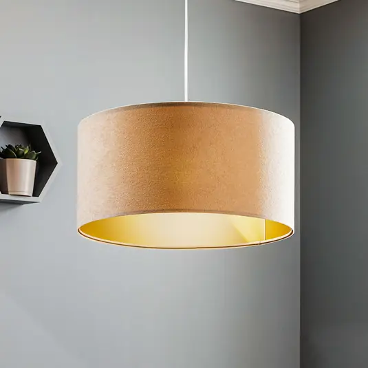 Novinka Závěsné světlo Salina, béžová/zlatá Ø 50 cm