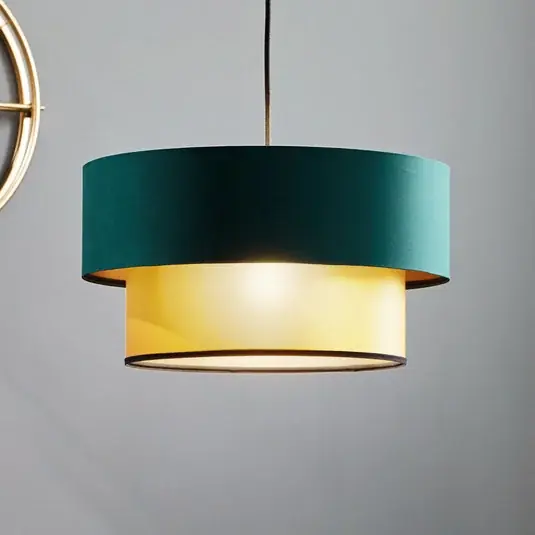 Závěsná lampa Dorina, zelená/zlatá Ø 40 cm Koupit Online