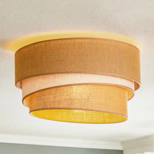Stropní svítidlo Trio juta, přírodní hnědá/bílá, Ø45cm Akce