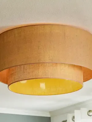 Levný Stropní světlo Boho, hnědé, Ø 60 cm, textil