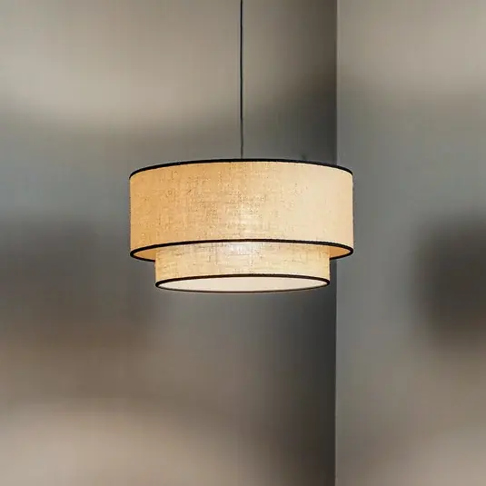 Závěsné světlo Boho, hnědé/černé, Ø 45 cm, textil Expresní Doručení