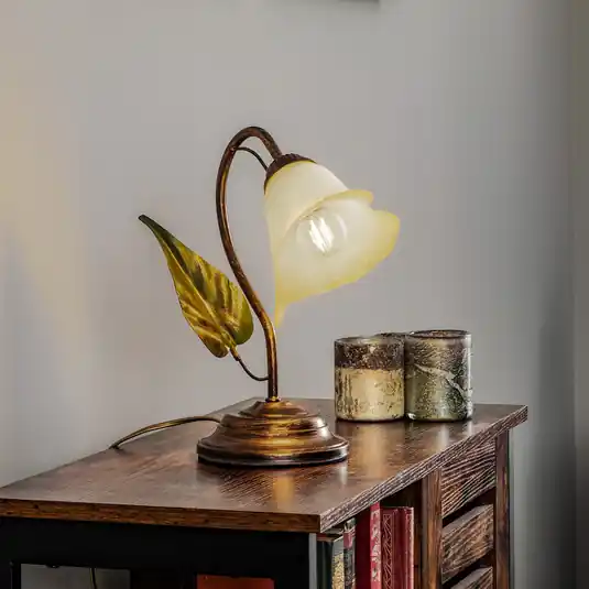 Stolní lampa Miranda jednoplamenná, bronzová Levný