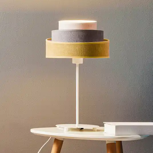 Stolní lampa Pastell Trio hořčice/šedá/světle šedá V 50 cm Akční Cena