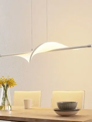 Cenově Výhodný Lucande LED závěsné svítidlo Edano, 122 cm, bílé, textilní, stmívatelné