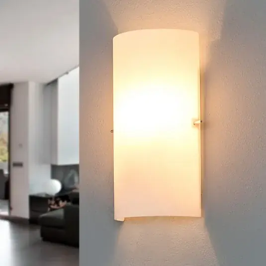 Značkový Nástěnné svítidlo Lucande Sidra, výška 28 cm, sklo, půlkruhové provedení