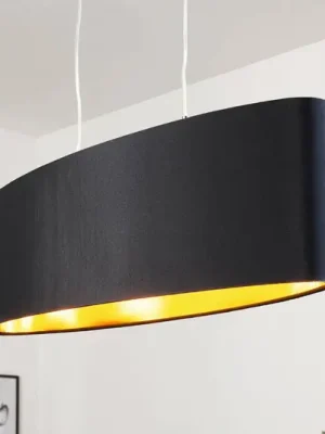 Textilní závěsné světlo Lecio, ovál, 78 cm, černé Objednat Nyní