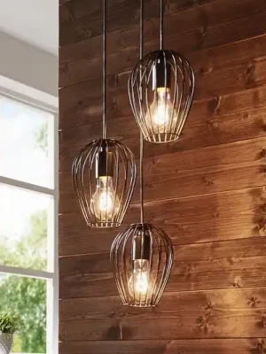 Dokud Zásoby Vydrží Závěsné světlo Newtown, černé, tři lampy, kulaté