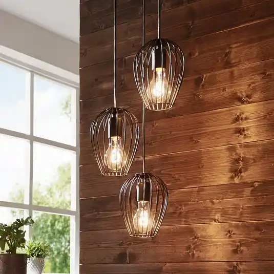 Dokud Zásoby Vydrží Závěsné světlo Newtown, černé, tři lampy, kulaté