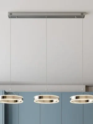 Víkendová Akce Lucande LED závěsné svítidlo Lyani, 115 cm, 3 světla, chrom, stmívatelné