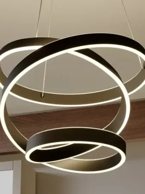 Značkový Lindby LED závěsné svítidlo Olada, černá, kov, Ø 51cm