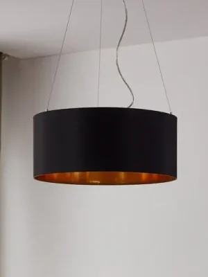 Textilní závěsné světlo Lecio, 53 cm, černé Ihned K Objednání