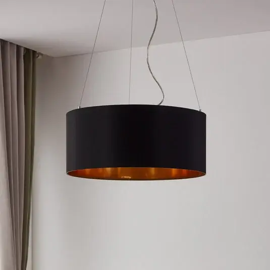 Textilní závěsné světlo Lecio, 53 cm, černé Ihned K Objednání